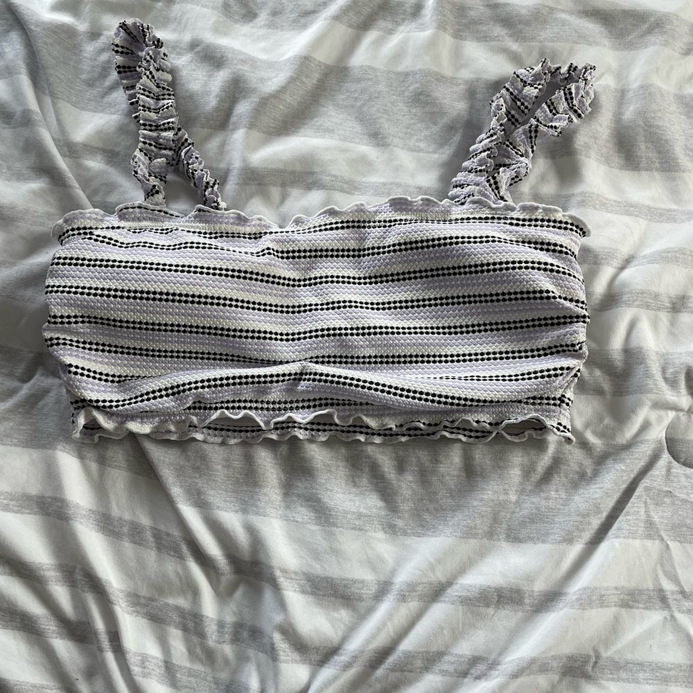 Target Ribbed Swim Suit Set Tube Top Straps Bikini Cut Bottom